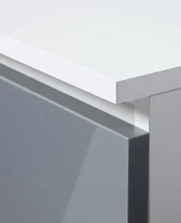 Písacie stoly Moderný písací stôl HERRA124L, biely / metalický lesk