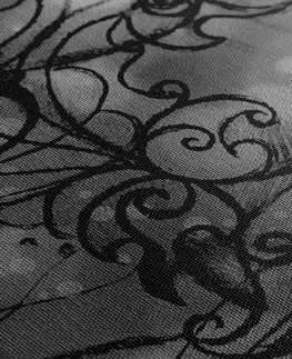 Čiernobiele obrazy Obraz kvetinová Mandala v čiernobielom prevedení
