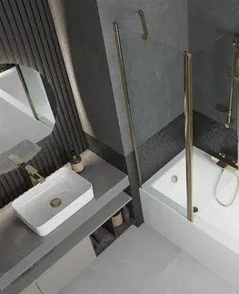 Sprchové dvere MEXEN - Flip vaňová zástena 1-krídlo 120x150 cm, transparent, zlato 894-120-101-50-00