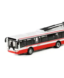 Drevené vláčiky Rappa Trolejbus kovový červený, 16 cm
