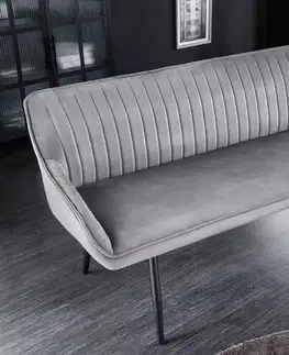 Lavice do jedálne LuxD Dizajnová lavica Esmeralda 160 cm strieborno-sivý zamat