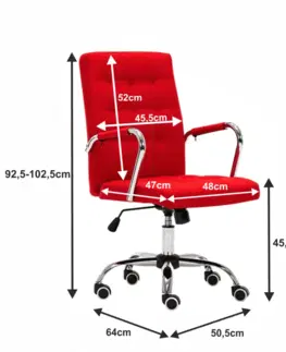 Kancelárske stoličky KONDELA Morgen kancelárske kreslo s podrúčkami červená / chróm