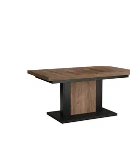 Jedálenské stoly Jedálenský/konferenčný rozkladací stôl, dub hnedý/čierna, 120-180x70 cm, OLION