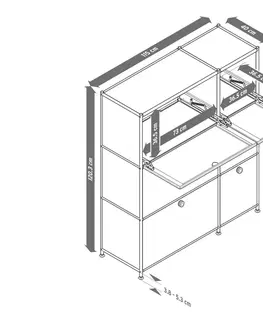 Dressers Komoda »CN3« so 6 výklopnými dvierkami, čierna