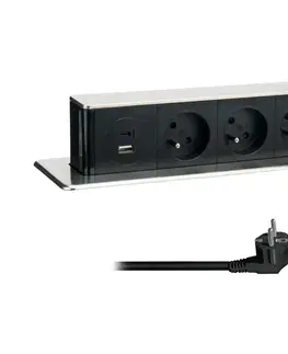 Predlžovacie káble   PP126USBC - Zásuvkový stĺpik pre dosku stola 3x230V + USB-A + USB-C 