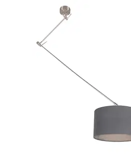 Zavesne lampy Závesné svietidlo oceľové s tienidlom 35 cm tmavošedé nastaviteľné - Blitz I.
