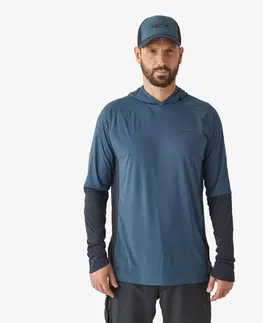 mikiny Rybárske tričko Anti-UV 500 s kapucňou modré