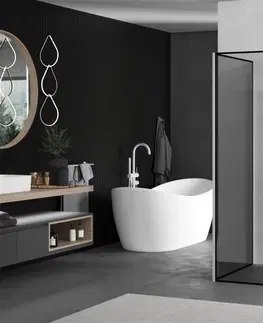 Sprchové dvere MEXEN/S - Kioto Sprchová zástena WALK-IN 130 x 100 x 40 cm, čierny vzor, biela 800-130-100-221-20-70-040