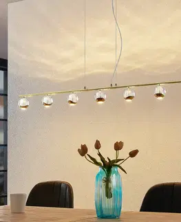 Závesné svietidlá Lucande Lucande Kilio závesné LED svietidlo 7-pl. zlatá