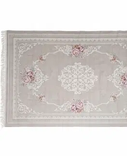 Koberce a koberčeky KONDELA Sedef koberec 80x150 cm svetlohnedý / vzor kvety