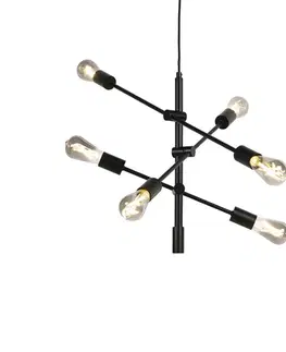 Zavesne lampy Inteligentná priemyselná závesná lampa čierna vrátane 6 WiFi ST64 - Sydney
