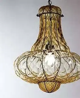 Závesné svietidlá Siru Ručne vyrobená závesná lampa DOGE jantár 53 cm