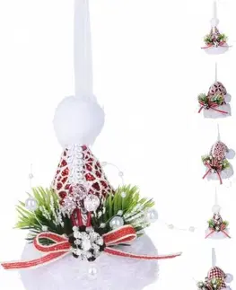 Vianočné dekorácie Kinekus Ozdoba závesná čiapka 10x8x21 cm červeno/biela mix