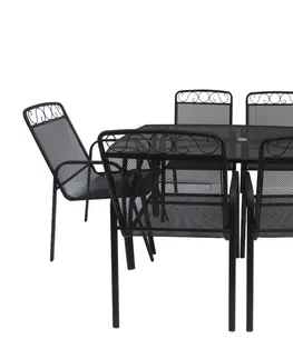 Záhradné stoličky BABU záhradné kovové kreslo, čierna