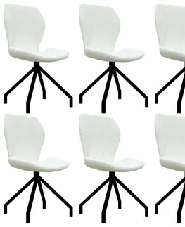 Jedálenské stoličky a kreslá Jedálenská stolička 6 ks umelá koža Dekorhome Biela