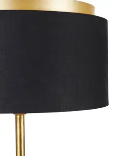 Stojace lampy Moderná stojaca lampa zlatá s tienidlom čierna so zlatou - Simplo