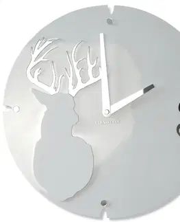 Hodiny Nástenné akrylové hodiny Jeleň Flex z66d-2, 30 cm, biele matné