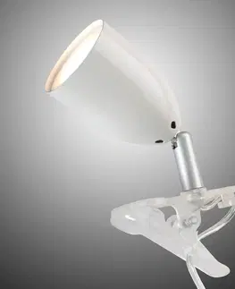 Stolové lampy s klipom Brilliant Moderná upínacia LED lampa LEO v bielej