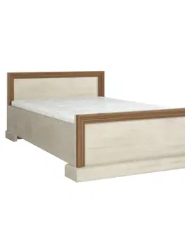 Postele KONDELA Royal L1 160 manželská posteľ s roštom biela sosna nordická / dub divoký