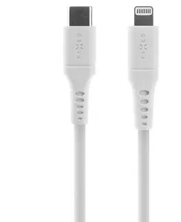 USB káble FIXED Dátový a nabíjací Liquid silicone kábel USB-CLightning MFI, PD, 2 m, biely FIXDLS-CL2-WH