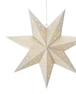 Vianočné svetelné hviezdy Markslöjd Závesná LED hviezda Blank bat. časovač Ø45cm zlatá