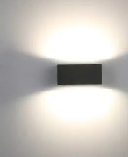 Vonkajšie nástenné svietidlá LUTEC Nástenné svetlo Gemini hranaté antracit 16cm 3000K