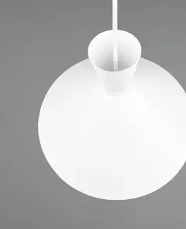 Závesné svietidlá Reality Leuchten Závesné svietidlo Enzo, 1-plameňové, Ø 35 cm biela