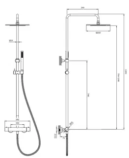 Kúpeľňa OMNIRES - Termostatický sprchový systém Y, kartáčovaná mosadz BSB Y1244SUBSB