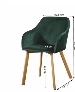 Jedálenské stoličky KONDELA Tandel jedálenské kreslo smaragdová / buk