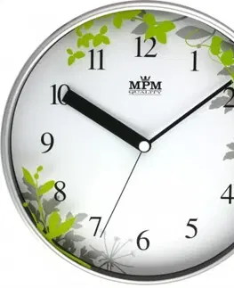 Hodiny Nástenné hodiny MPM, 3087.7240 - strieborná matná/zelená, 30cm