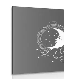 Čiernobiele obrazy Obraz čiernobiela harmónia slnka a mesiaca