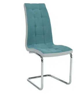 Stoličky Jedálenská stolička, mentolová/sivá/chróm, SALOMA NEW