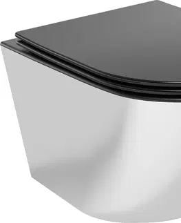 Záchody MEXEN - Lena Závesná WC misa vrátane sedátka s slow-slim, duroplast, čierna mat / strieborná 30224074