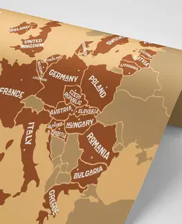 Tapety mapy Tapeta hnedá mapa s názvami krajín EÚ