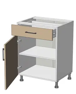 Kuchynské skrinky dolná skrinka so šuplíkom š.60, v.82, Modena LDD11S6082, grafit / biely mat