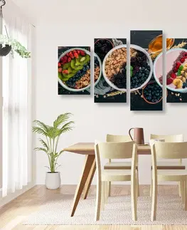 Obrazy jedlá a nápoje 5-dielny obraz chutné variácie müsli