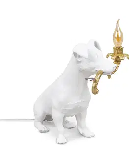 Vnútorné dekoratívne svietidlá SELETTI Stolová LED lampa Rio, pes v bielej