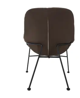 Stoličky Jedálenská stolička, látka s efektom brúsenej kože hnedá, KALIFA