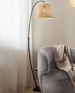 Lamps Oblúková lampa s bambusovým tienidlom