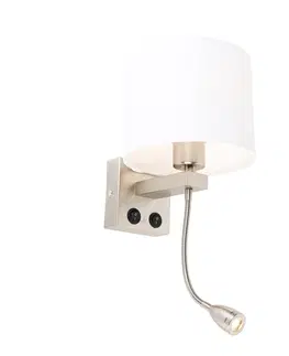 Nastenne lampy Nástenné oceľové svietidlo s ohybným ramenom a tienidlom biele 18 cm - Brescia Combi