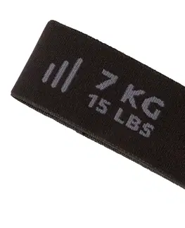 fitnes Mini elastický popruh na fitnes s odporom 7 kg textilný – čierny