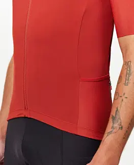 dresy Pánsky letný cyklistický dres Endurance Ultra 2 s krátkym rukávom tehlovočervený