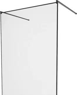 Sprchové dvere MEXEN/S - KIOTO Sprchová zástena 130 x 200, transparent/čierna vzor 8 mm, čierna 800-130-002-70-70