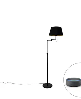 Stojace lampy Inteligentná stojaca lampa čierna s čiernym tienidlom vrátane Wifi A60 - Ladas Deluxe