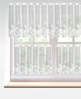 Záclony Záclona žakárová, Motýliky vitrážka metráž, biela 100 cm