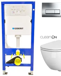 Kúpeľňa GEBERIT DuofixBasic s chrómovým tlačidlom DELTA51 + WC CERSANIT CLEANON CASPIA + SEDADLO 458.103.00.1 CP1