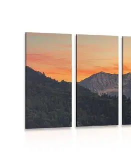 Obrazy prírody a krajiny 5-dielny obraz západ slnka na horách