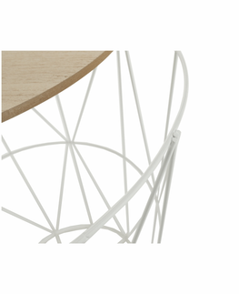 Konferenčné stolíky KONDELA Nancer Typ 3 okrúhly príručný stolík prírodná / biela