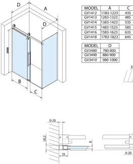 Sprchové dvere GELCO - VOLCANO BLACK obdĺžniková sprchová zástena 1400x800 L/P varianta GV1414GV3480