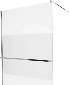 Sprchové dvere MEXEN/S - KIOTO Sprchová zástena WALK-IN s poličkou a držiakom uterákov 110 x 200, transparent/matné sklo 8 mm, chróm 800-110-121-01-35